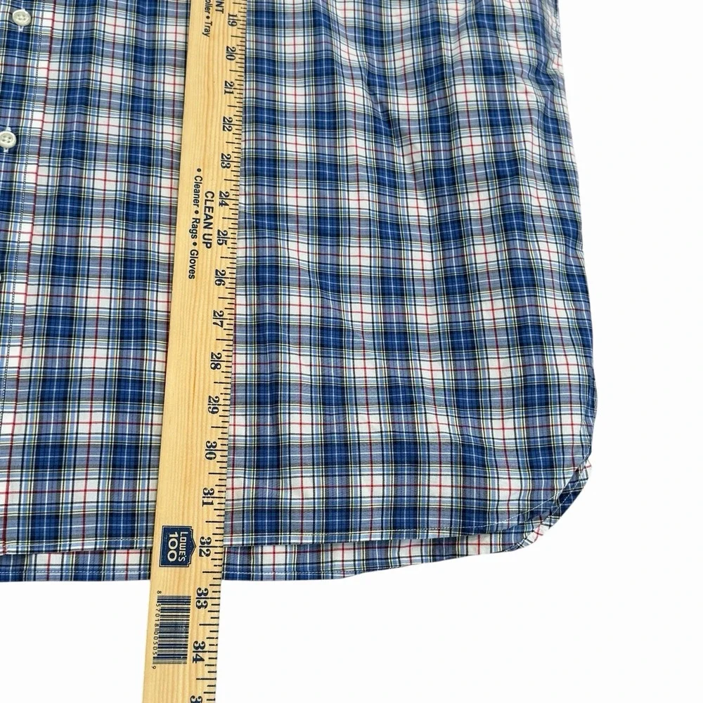 Ralph Lauren Blue Plaid‎ Long Sleeve Button Down Shirt Men Size 2XB 100% Cotton